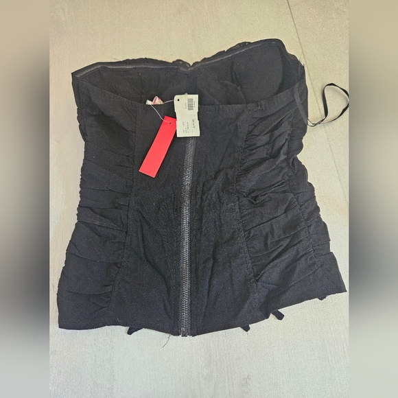 NWT BLACK CORSET CHIFFON TOP. W'S - Picture 5 of 7